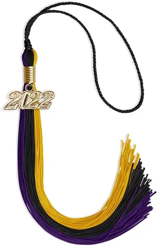 Vista 34 de Endea - Borla de graduación de triple color con gota de fecha dorada (negro/dorado/granate, 2020)