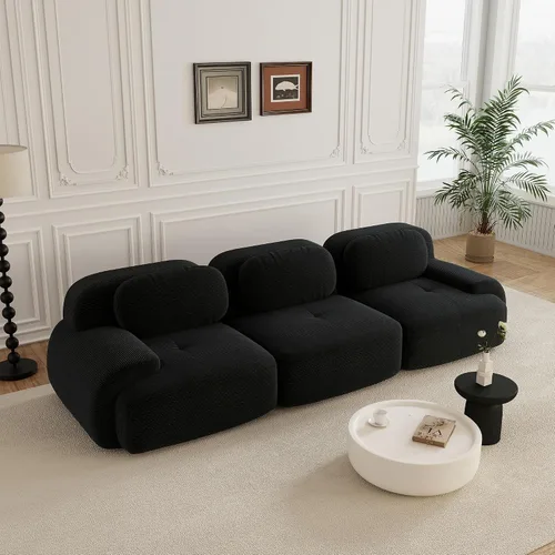 Vista 29 de Sofás modulares sin hueso de 152.8 pulgadas para sala de estar, sofá modular con diván en forma de L, cómodo asiento profundo tapizado de tela
