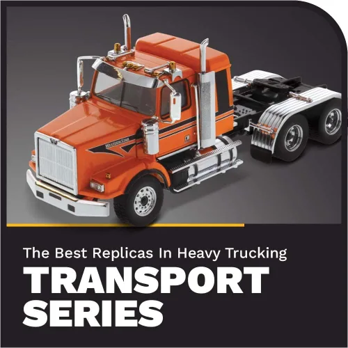 Vista 7 de Diecast Masters Western Star 4900 SB Sleeper Tandem Tractor - Cabina naranja metalizada con rayas negras 1/50