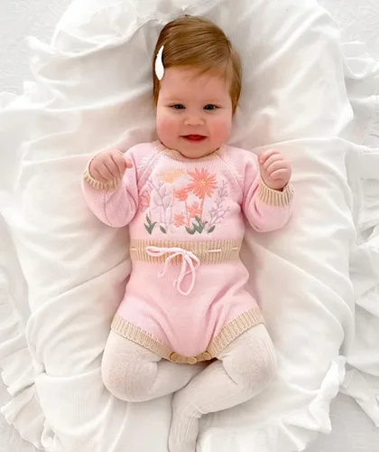 Vista 21 de ZAXARRA Suéter de bebé niña mameluco suéter de punto bordado flor sudadera mameluco ropa de otoño infantil