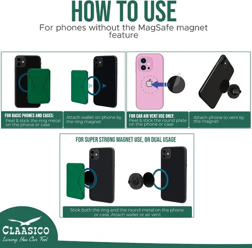 Vista 8 de Cartera para teléfono celular con soporte magnético para teléfono, tarjetero para teléfono de forma segura para modo horizontal o vertical