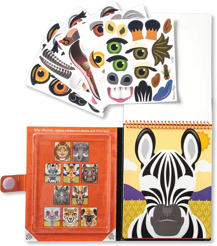 Vista 4 de Melissa & Doug Make-a-Face - Almohadilla adhesiva reutilizable de animales, paquete de 3 (safari, granja, mascotas)