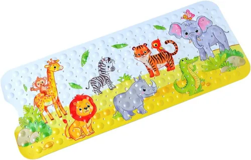 Vista 16 de Tapete de baño para bebé para niños, tapete antideslizante sin BPA para niños, tapete de dibujos animados antideslizante con ventosas y agujeros