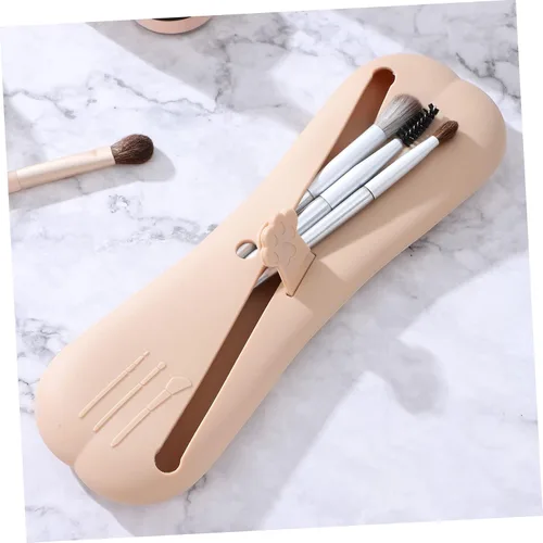 Vista 5 de 2pcs Makeup Brush Holders Portable Travel Makeup Brush Bags Compact Organizers for Eyeshadow Elegant Design Unique Texture
