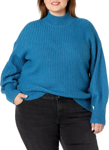 Vista 4 de The Drop INES - Suéter grueso acanalado con cuello alto falso para mujer