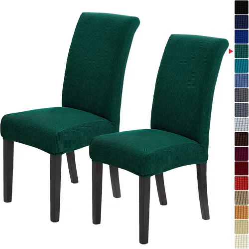 Vista 22 de Juego de 2 fundas para sillas de comedor, fundas elásticas para sillas de comedor, fundas para sillas de cocina de jacquard texturizadas, decoración