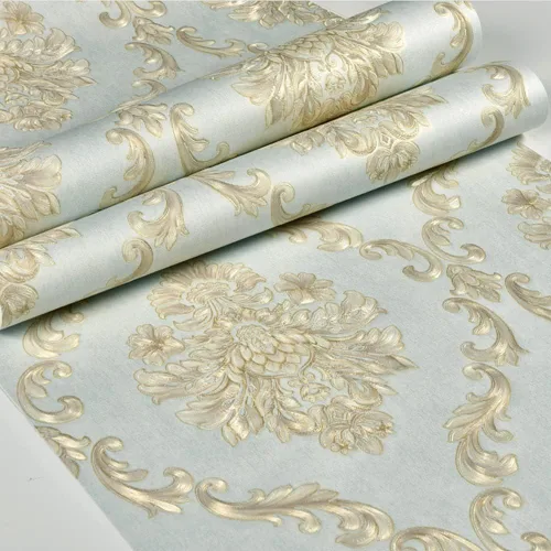 Vista 4 de Q QIHANG Papel tapiz europeo retro 3D Damasco grueso no tejido para sala de estar, dormitorio, comedor, TV, sofá, pared de fondo de 20.87 pulgadas