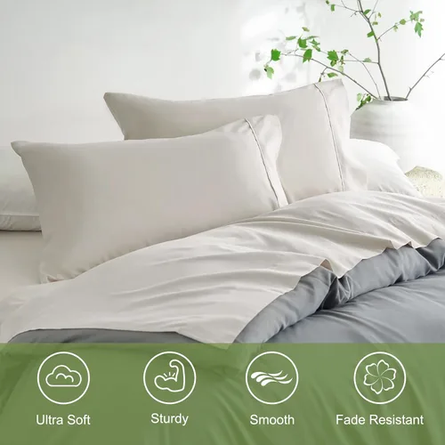 Vista 6 de Mohap Juego de sábanas de 3 piezas, microfibra cepillada de 1800 hilos - Ropa de cama lujosa, suave y transpirable para todas las estaciones