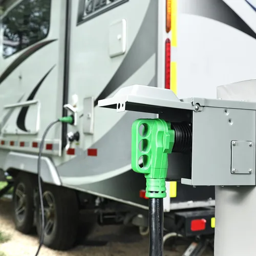Vista 2 de RVGUARD Enchufe adaptador RV de 30 amperios a 50 amperios, adaptador de corriente eléctrica NEMA TT-30P a NEMA 14-50R (paquete de 2)