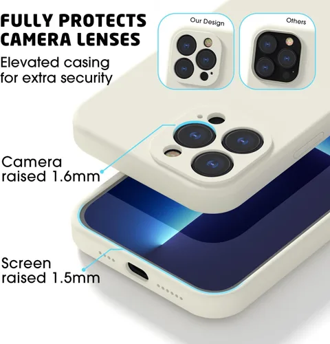 Vista 6 de Funda compatible con iPhone 13 Pro Max 2021, goma de gel de silicona líquida cobertura completa [con protección de cámara] Funda para iPhone 13 Pro