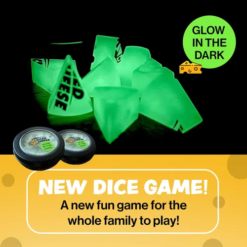 Vista 5 de Diced Cheese Glow-in-the-Dark - Divertido y adictivo juego de dados para mayores de 15 años - Conquista las torres inclinadas del queso - No se
