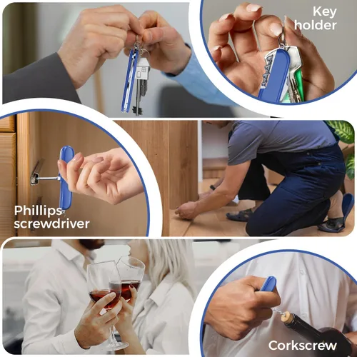 Vista 7 de Cuchillo de bolsillo pequeño 6 en 1 – Llavero multiherramienta – Cuchillo de bolsillo compacto para niños con abridor de botellas, abrelatas