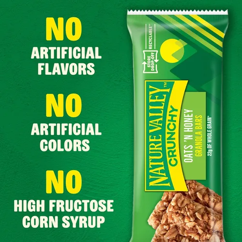 Vista 6 de Nature Valley Barras de granola crujientes, avena y miel, 12 unidades, 8.94 oz (6 bolsas) Avena integral con miel real, 0.78 oz de grano entero