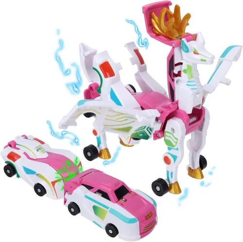 Vista 10 de Juguete transformador definitivo de coche de unicornio – Colisión con unicornios mágicos! 2 piezas de coche transformador robot para niños Azul