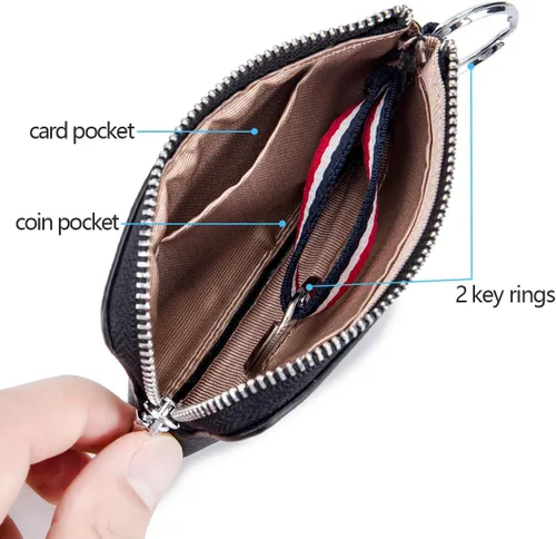 Vista 6 de imeetu (Paquete de 2 juegos) Cartera de cuero con llavero RFID para tarjetas de crédito, Verde