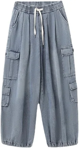 Vista 2 de Y2K Pantalones Vaqueros holgados Grunge Mujer Emo Cargo Pantalón Pierna Ancha Demin Fairycore Ropa Alternativa Gótica Jogger Streetwear