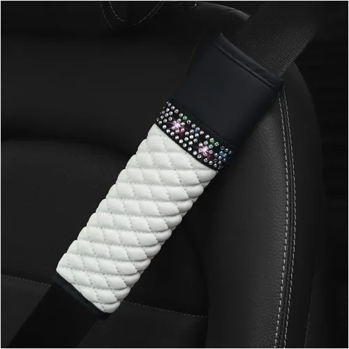 Vista 15 de AICEL - Juego de 2 fundas para cinturón de seguridad de auto, correa de hombro con brillo de strass para una conducción más cómoda, almohadillas