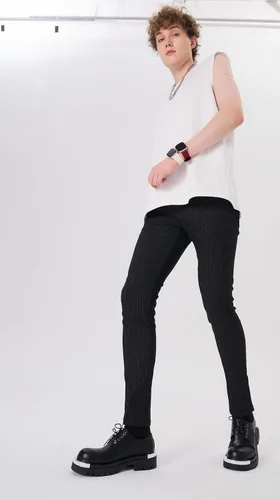 Vista 8 de Plaid&Plain Pantalones a cuadros para hombre, pantalones de vestir ajustados para hombre, pantalones chinos ajustados para hombre