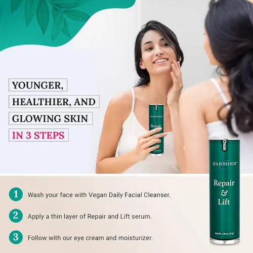Vista 8 de Earthen Repair & Lift - Suero facial antienvejecimiento con péptidos, reafirma, levanta, reduce arrugas y líneas finas, aumenta la elasticidad