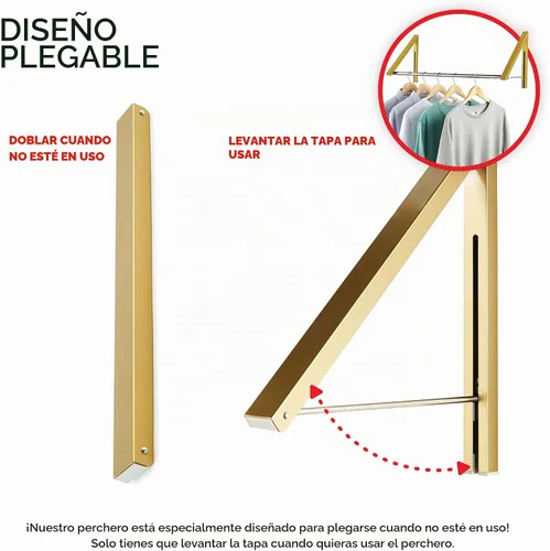Vista 3 de Doble Perchero Plegable para Ropa con Barra Extensible, Perchero de Ropa Retráctil Montado en Pared para Secador de Ropa, Percha de Secado Colgante
