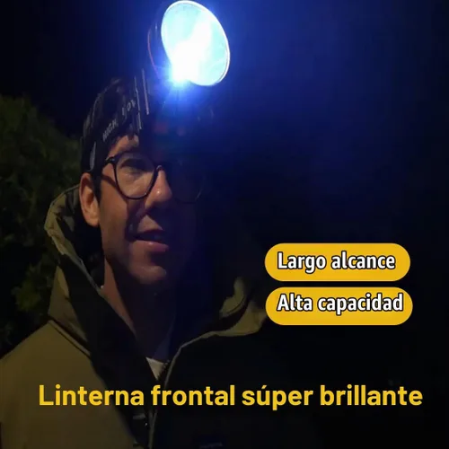 Vista 2 de Odear Linterna de LED para la cabeza, con luz muy brillante, recargable. Luz para la cabeza, con batería, para caza, camping, o pesca.