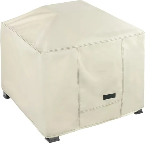 Vista 23 de NettyPro Cubierta para Fogata Redonda Impermeable para Exteriores Cubierta para Fogata para Mesa de Fogata de Gas Propano, 28 x 18 pulgadas, Negro