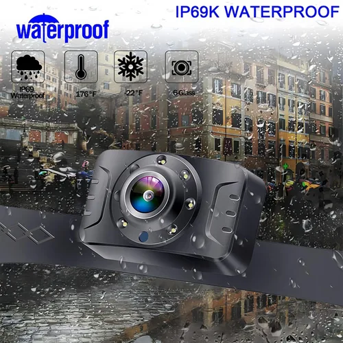 Vista 6 de Espejo de cámara de respaldo HD 1080P – Plug and Play, fácil de instalar, visión nocturna a color, espejo retrovisor con cámara de matrícula