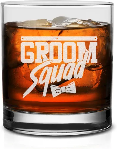 Vista 2 de Pajarita de escuadrón del novio de cristal de whisky - Regalo para padrinos de boda despedida de soltero