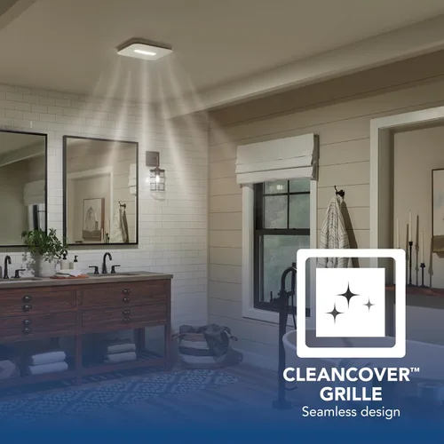 Vista 5 de Broan-NuTone AER80CCTK CleanCover - Ventilador de baño, 80 CFM, 0.7 Sone, con luz LED CCT seleccionable, Energy Star, blanco