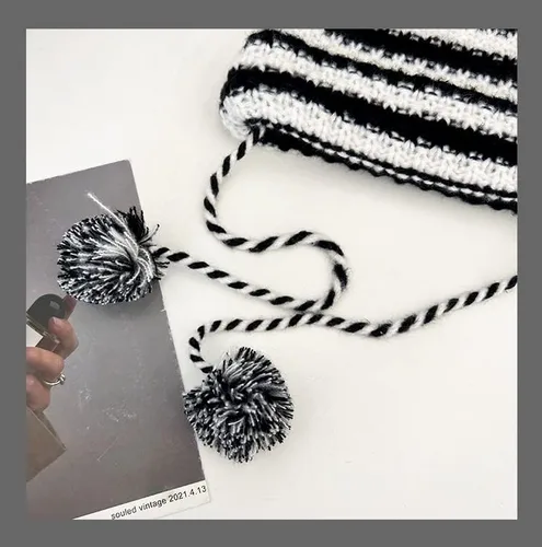 Vista 6 de Gorro de gato con orejas para mujer, gorros holgados para mujer, accesorios grunge, sombreros de ganchillo