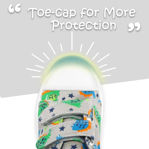 Vista 4 de K KomForme - Tenis de lona para niños y niñas de dibujos animados con doble velcro