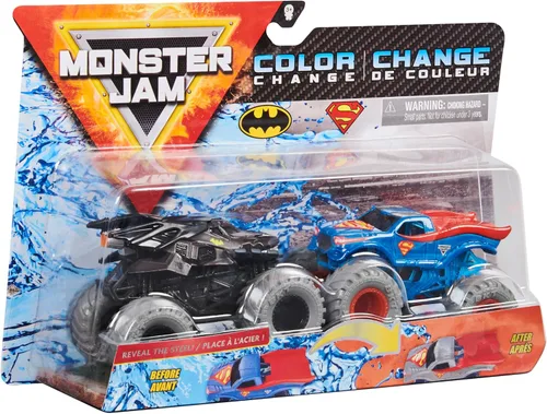 Vista 5 de Monster Jam, Camiones monstruo fundidos a presión oficiales de Batman vs Superman que cambian de color, escala 1:64