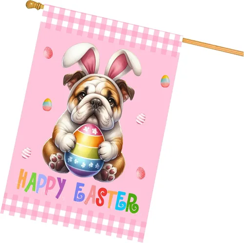 Vista 7 de Chow Chow Easter Day Dog House Flags for Home Decorations - Double Sided Yard Lawn Easter Festival Decorative Gift - Holiday Cats Flag Decor 28"w x
