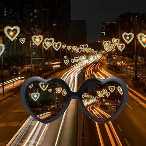 Vista 5 de Lentes de difracción de efecto cardíaco ver corazones - Gafas de efecto especial para fiesta de música y festivales de música Rojo
