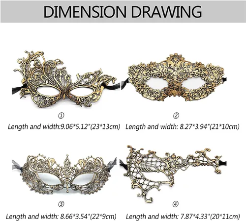 Vista 3 de Vtrem Máscara de mascarada para parejas juego de máscaras negras para fiesta de Mardi Gras para mujeres, hombres, papá, hija, graduación, pareja