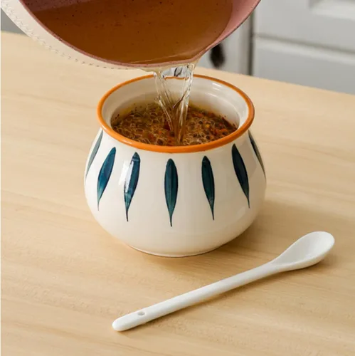 Vista 8 de Elyfree Recipiente de grasa de tocino con colador, protector de grasa de tocino de cerámica con colador de 23 onzas, almacenamiento de aceite