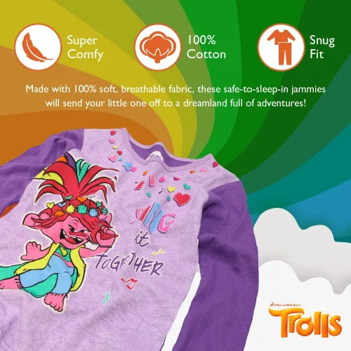 Vista 3 de DreamWorks Conjunto de pijama de algodón de 4 piezas para niña