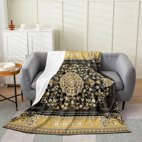 Vista 21 de Erosebridal Manta Bohemia de Tiro 40x50 Pulgadas, Retro Azul Amarillo Degradado Rojo Floral Bohemio Tribal de Vellón, Vintage Antiguo Enrejado