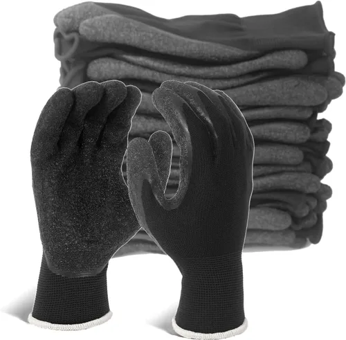 Vista 27 de Evridwear - Guantes de trabajo de látex arrugado con revestimiento de mano para seguridad, para hombres y mujeres, uso general, multiusos