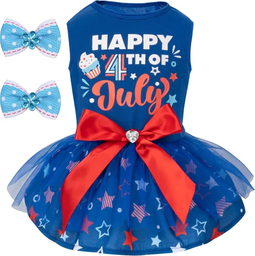 Vista 15 de cyeollo - Vestido de San Valentín para perro, traje de tul con estampado de corazón, con clip de lazo, talla XS Soft Breathable Fabric