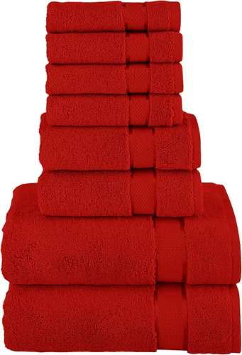Vista 17 de Elegant Comfort Juego de 8 toallas de algodón de alta calidad, incluye 4 toallas pequeñas, 2 toallas de mano y 2 toallas de baño, 100% algodón