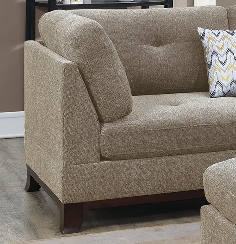 Vista 5 de Daesar Sofá seccional en forma de L con otomana, moderno sofá marrón claro Chenille muebles de sala de estar