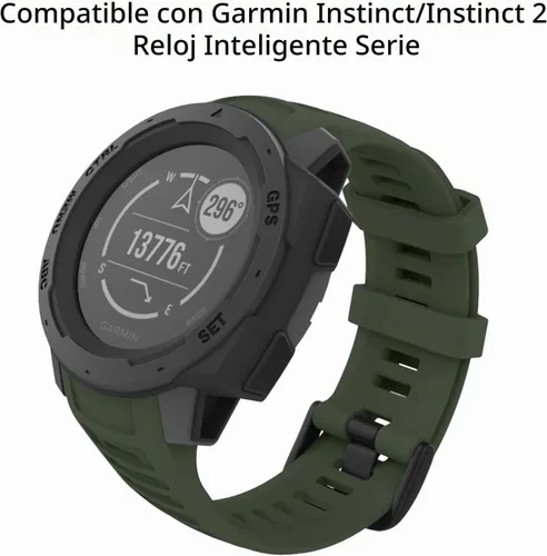 Vista 2 de MoKo - Correa de silicona compatible con Garmin Instinct e Instinct 2 Verde militar