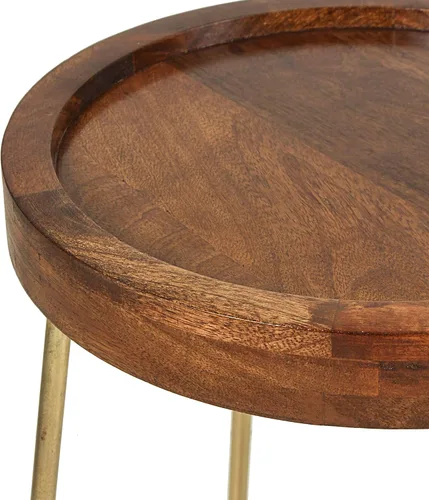 Vista 5 de East at Main Aria - Mesa superior de madera maciza de mango (mesa lateral)