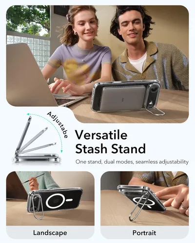 Vista 6 de ESR Funda para iPhone Air con soporte de almacenamiento, compatible con MagSafe, protección contra caídas de grado militar, funda magnética