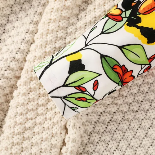 Vista 4 de TBUIALL Ropa para niñas pequeñas, conjunto de pantalones de flores para bebé, manga larga, con volantes, vestido floral para niña pequeña