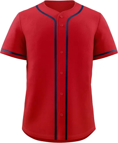 Vista 40 de KXK Camiseta de béisbol en blanco para hombre, camisas casuales con botones, manga corta, uniforme deportivo de equipo activo