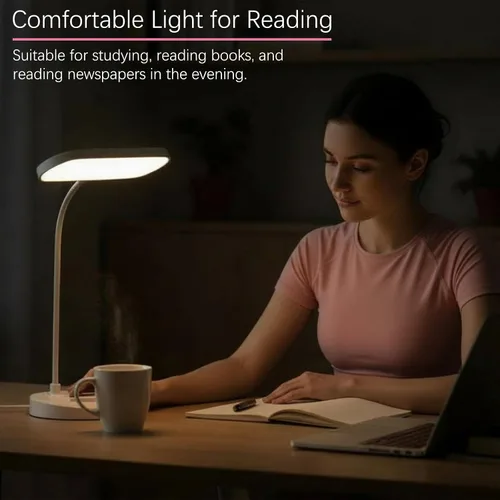 Vista 11 de Lámpara de escritorio, LED que cuida los ojos para estudiantes, regulable al tacto, 3 modos de color, recargable USB-C, cuello de cisne flexible