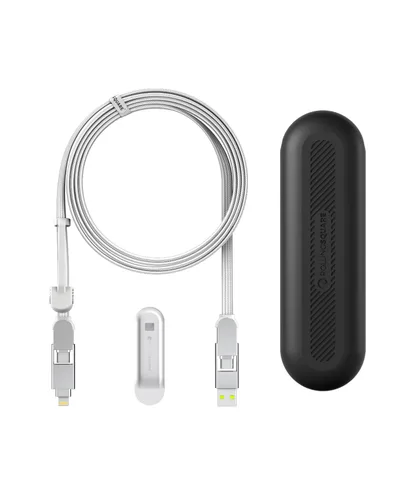 Vista 8 de Rolling Square inCharge XL Cable de carga múltiple 6 en 1 con carga ultrarrápida de 100W, cable USB y USB-C portátil, 6.5 pies/2m, Negro Urbano