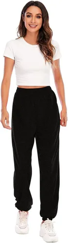 Vista 4 de HRAPDA Pantalones deportivos holgados de cintura alta para mujer, pantalones deportivos elásticos de moda de otoño Y2K con bolsillos